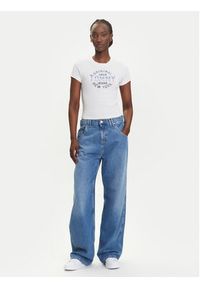 Tommy Jeans T-Shirt DW0DW21421 Écru Slim Fit. Materiał: bawełna