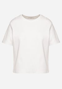 Born2be - Biały Bawełniany T-shirt z Grubszej Bawełny Tiariane. Okazja: na co dzień, na spotkanie biznesowe, do pracy. Kolor: biały. Materiał: bawełna. Styl: biznesowy, klasyczny, elegancki, casual #3