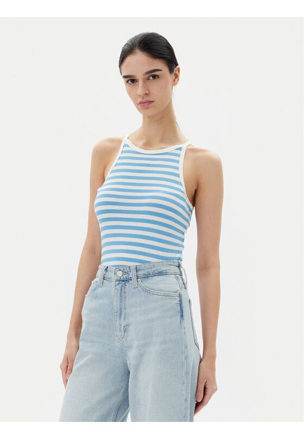 Pieces Top Jane 17155477 Niebieski Slim Fit. Kolor: niebieski. Materiał: wiskoza