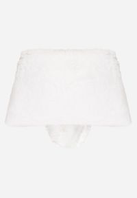 Born2be - Białe Futrzane Ponczo Narzutka Bralinne. Kolor: biały. Materiał: futro #6