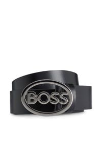 BOSS - Boss Pasek Męski Icon-Ov-G 50496703 Czarny. Kolor: czarny. Materiał: skóra