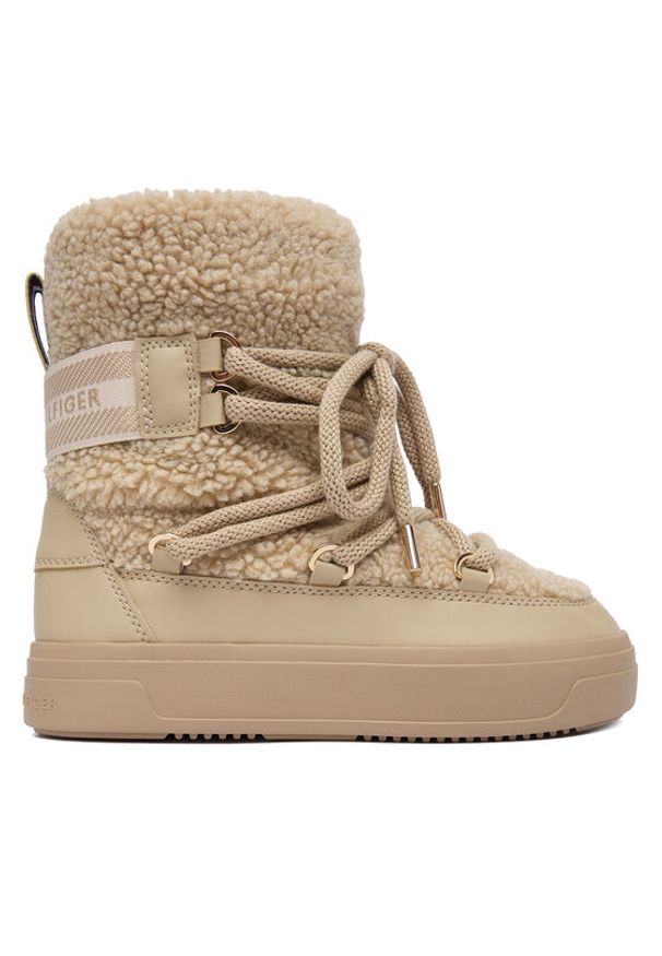 TOMMY HILFIGER - Tommy Hilfiger Śniegowce Faux Shearling Snowboot FW0FW08788 Écru. Materiał: materiał