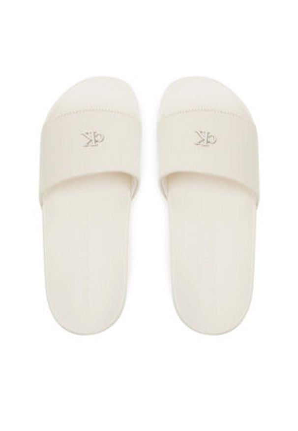 Calvin Klein Jeans Klapki Slide Monogram Hardware YW0YW01713 Écru. Materiał: materiał