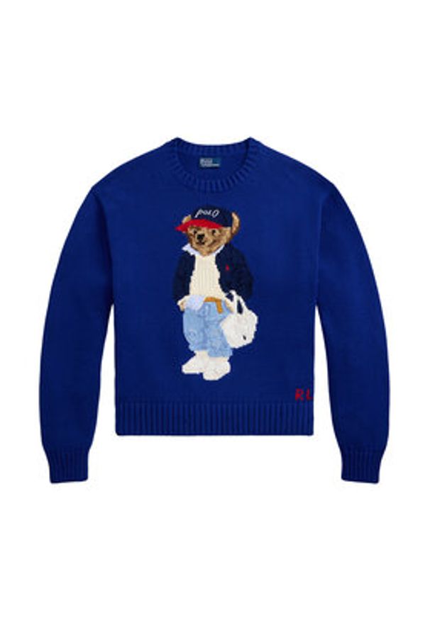 Polo Ralph Lauren Sweter 211A96238001 Niebieski Relaxed Fit. Typ kołnierza: polo. Kolor: niebieski. Materiał: bawełna