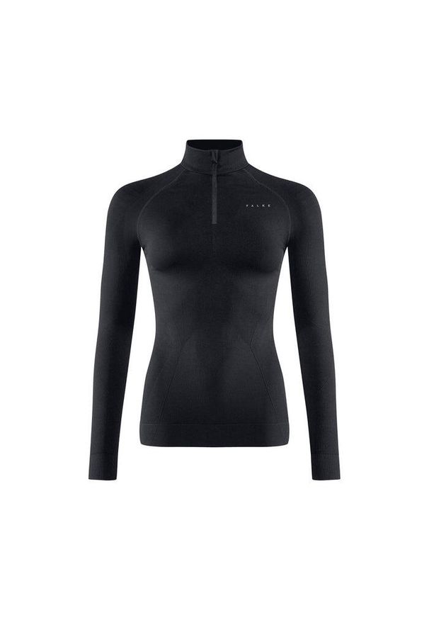 Damska koszulka z długim rękawem i zamkiem przy szyi Falke Maximum Warm. Kolor: czarny. Materiał: materiał. Długość rękawa: długi rękaw. Długość: długie