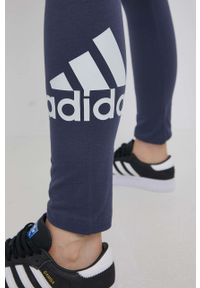 Adidas - adidas legginsy HC8619 damskie kolor granatowy z nadrukiem. Stan: podwyższony. Kolor: niebieski. Materiał: bawełna, materiał, dzianina. Wzór: nadruk #4
