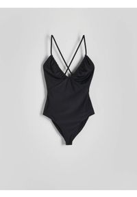 Reserved - Jednoczęściowy strój plażowy - czarny. Kolor: czarny. Materiał: materiał. Wzór: gładki #1