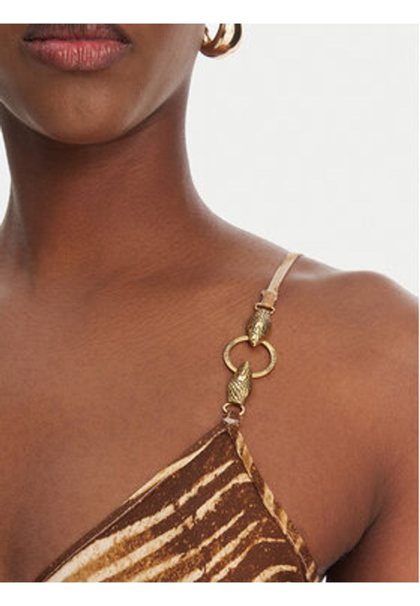 Just Cavalli Sukienka letnia 80PAO925 NS819 Beżowy Slim Fit. Kolor: beżowy. Materiał: wiskoza. Sezon: lato