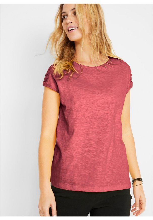 bonprix - T-shirt boxy, krótki rękaw. Kolor: czerwony. Materiał: bawełna. Długość rękawa: krótki rękaw. Długość: krótkie