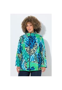 ULLA POPKEN - Damskie Funkcyjna kurtka przeciwdeszczowa wzór zwierzęcy elementy odblaskowe. Kolekcja: plus size. Kolor: zielony. Materiał: poliester, materiał. Wzór: motyw zwierzęcy #1