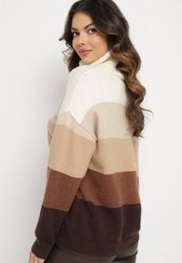Born2be - Beżowy Golf Klasyczny Zimowy Sweter z Kaszmirem Aziena. Okazja: na co dzień. Typ kołnierza: golf. Kolor: beżowy. Materiał: kaszmir. Długość rękawa: długi rękaw. Długość: długie. Sezon: zima. Styl: klasyczny #4