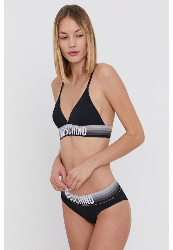 Moschino Underwear Biustonosz kolor czarny. Kolor: czarny. Rodzaj stanika: odpinane ramiączka