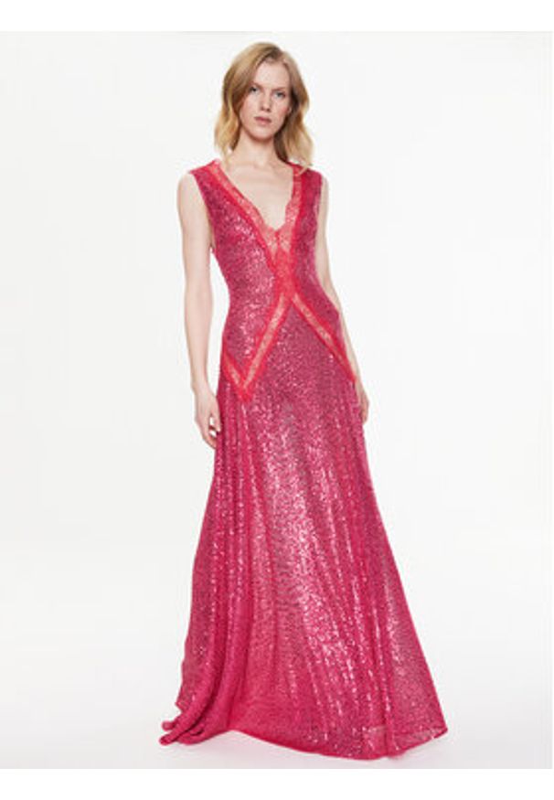 Elisabetta Franchi Sukienka wieczorowa AB-366-32E2-V740 Różowy Regular Fit. Kolor: różowy. Materiał: syntetyk. Styl: wizytowy