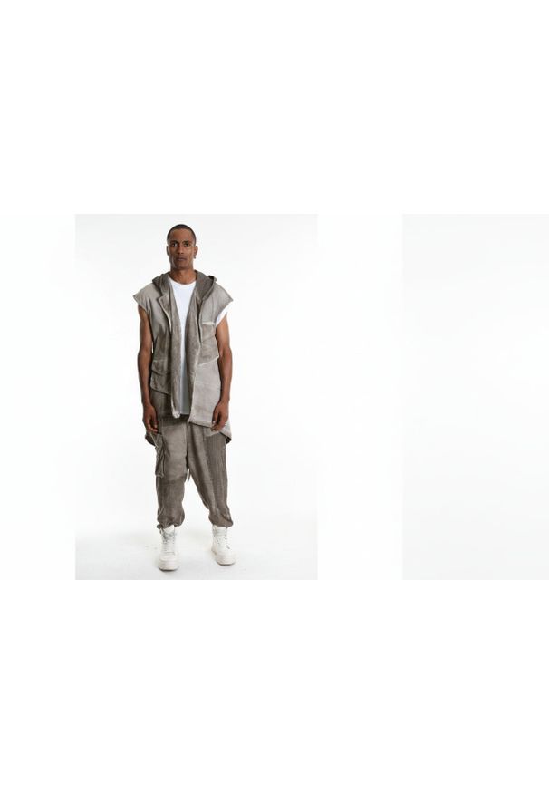 La Haine Inside Us Kamiezelka Unisex | 3B M1273 | Mężczyzna | Brązowy. Okazja: na co dzień. Typ kołnierza: kaptur. Kolor: brązowy. Materiał: bawełna. Długość: długie. Wzór: aplikacja. Styl: casual, elegancki