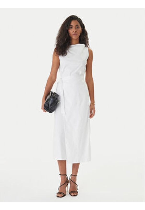 BOSS Sukienka koktajlowa Emiaky 50558902 Biały Slim Fit. Kolor: biały. Materiał: bawełna. Styl: wizytowy