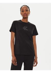Calvin Klein Jeans T-Shirt Outlined J20J224791 Czarny Regular Fit. Kolor: czarny. Materiał: bawełna