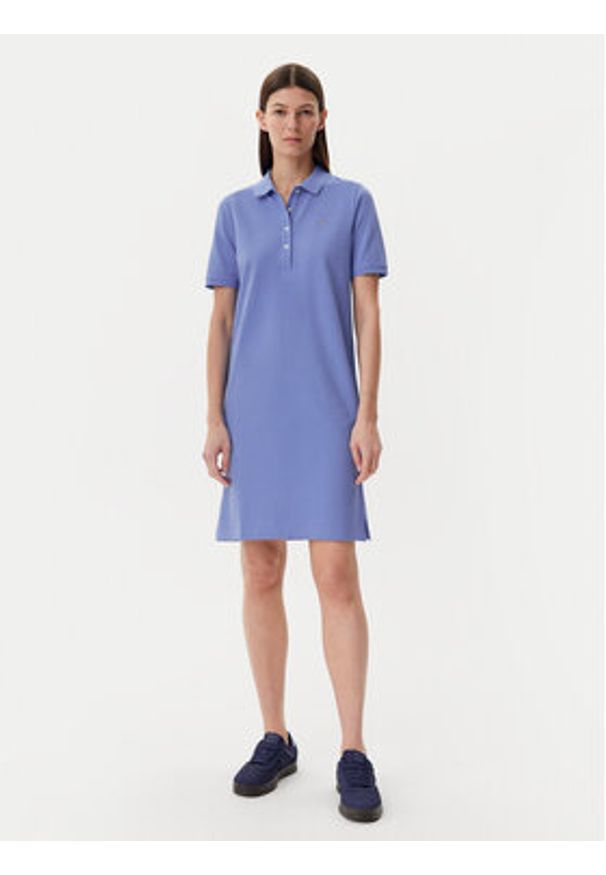 GANT - Gant Sukienka codzienna Shield 4201529 Niebieski Regular Fit. Okazja: na co dzień. Kolor: niebieski. Materiał: bawełna. Typ sukienki: proste. Styl: casual
