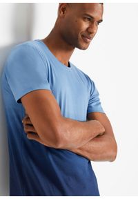 bonprix - T-shirt z czystej bawełny. Kolor: niebieski. Materiał: bawełna. Wzór: haft #2