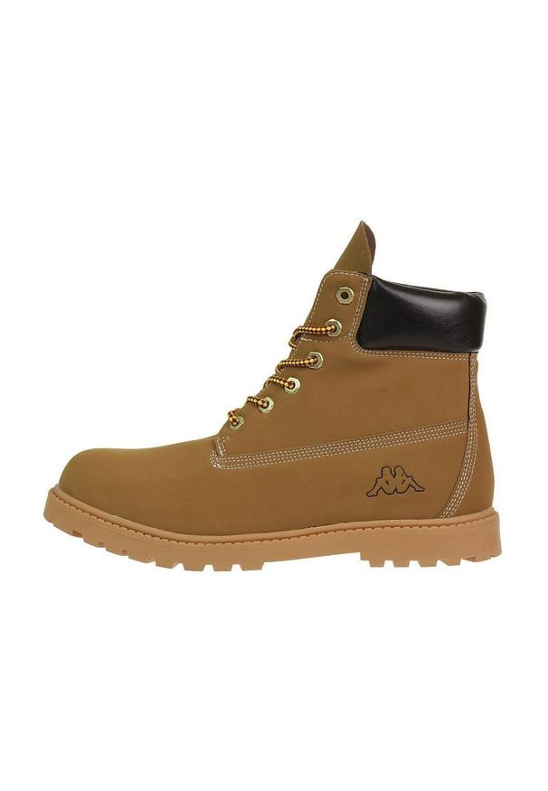 Buty zimowe męskie, Kappa Dolomo Mid. Okazja: na co dzień. Zapięcie: sznurówki. Kolor: brązowy. Szerokość cholewki: normalna. Wysokość cholewki: za kostkę. Materiał: skóra, materiał, syntetyk. Sezon: zima. Styl: casual. Sport: turystyka piesza