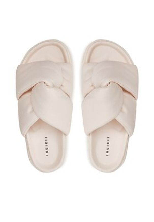 Inuikii Klapki Soft Crossed 70104-140 Écru. Materiał: skóra