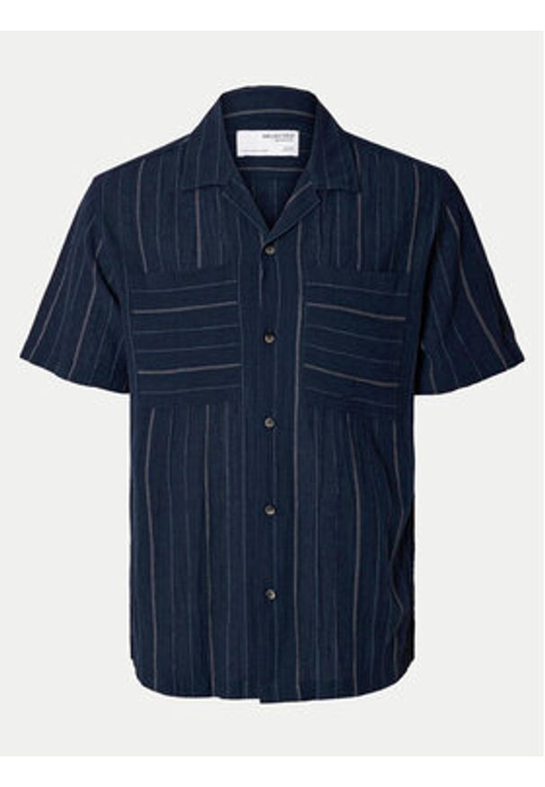 Selected Homme Koszula Slhreg-Mix 16093647 Granatowy Regular Fit. Kolor: niebieski. Materiał: bawełna