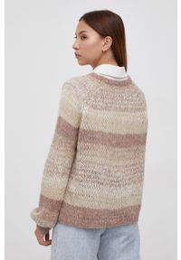 only - Only Sweter damski kolor beżowy. Kolor: beżowy. Długość rękawa: raglanowy rękaw. Wzór: ze splotem #4