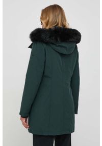 DKNY - Dkny kurtka damska kolor zielony przejściowa. Kolor: zielony. Materiał: polar, futro, włókno #2