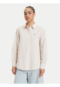 Tommy Jeans Koszula DW0DW22209 Beżowy jasny Relaxed Fit. Kolor: beżowy. Materiał: len #1