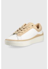 TOMMY HILFIGER - Tommy Hilfiger sneakersy skórzane kolor beżowy. Nosek buta: okrągły. Zapięcie: sznurówki. Kolor: beżowy. Materiał: skóra #3