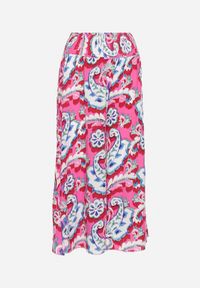 Born2be - Różowe Wiskozowe Spodnie o Luźnym Fasonie w Ornamentalny Print Lulione. Kolor: różowy. Materiał: wiskoza. Wzór: nadruk. Sezon: lato #4