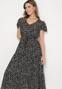 Born2be - Czarna Sukienka z Bawełną i Geometrycznym Wzorem Lunavella. Okazja: na spacer, na co dzień. Kolor: czarny. Materiał: bawełna. Wzór: geometria. Sezon: lato. Typ sukienki: proste. Styl: casual, elegancki #5