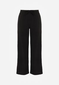 Renee - Czarne Teksturowane Spodnie Wide Leg z Wiązaniem w Talii Pirethei. Kolor: czarny. Materiał: materiał. Styl: elegancki #5
