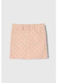 Guess spódnica jeansowa dziecięca kolor różowy mini prosta. Okazja: na co dzień. Kolor: różowy. Materiał: jeans. Styl: casual #1