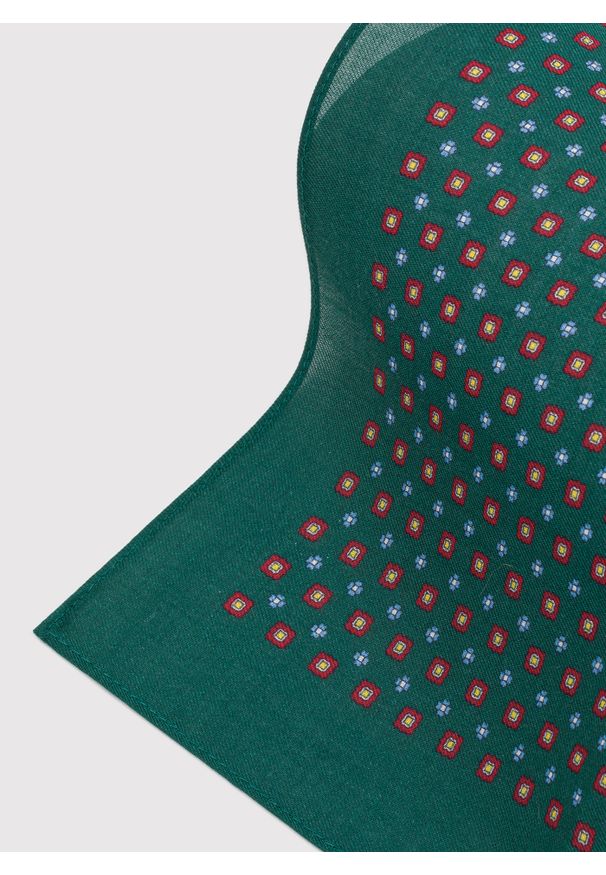 Pako Lorente - PAKO LORENTE – Zielona poszetka męska z wzorem geometrycznym. Kolor: zielony. Materiał: bawełna. Wzór: geometria