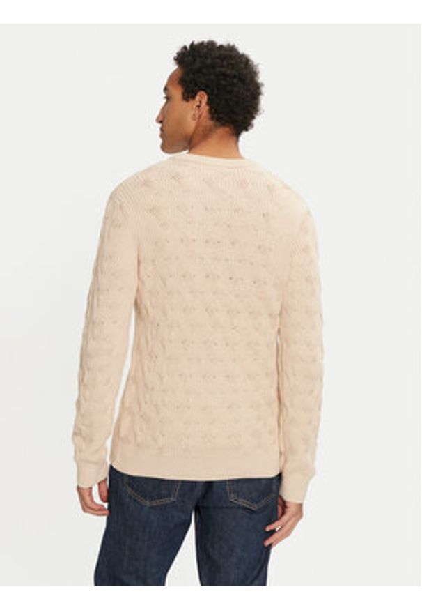Selected Homme Sweter 16094503 Beżowy Regular Fit. Kolor: beżowy. Materiał: bawełna