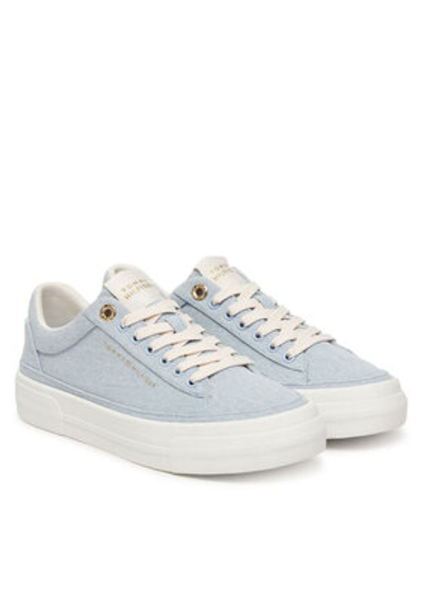TOMMY HILFIGER - Tommy Hilfiger Sneakersy Th Foxing Platform Washed Canvas FW0FW09172 Błękitny. Kolor: niebieski. Materiał: materiał. Obcas: na platformie