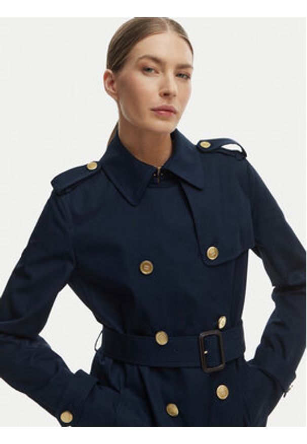 TOMMY HILFIGER - Tommy Hilfiger Trencz WW0WW48873 Granatowy Slim Fit. Kolor: niebieski. Materiał: bawełna