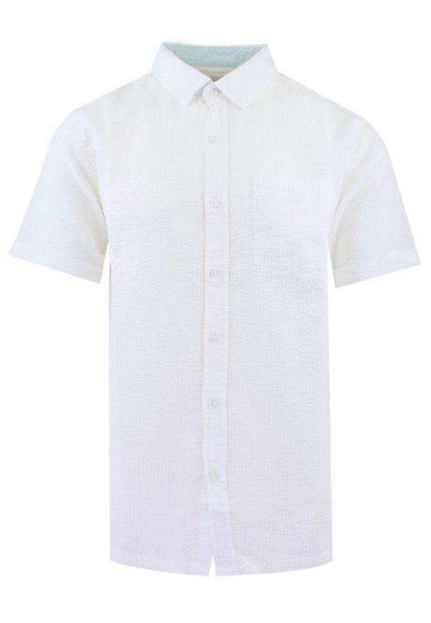 Weekendowa Koszula Męska z Kory Bawełnianej - Brave Soul - Biała. Kolor: biały. Materiał: bawełna. Styl: sportowy