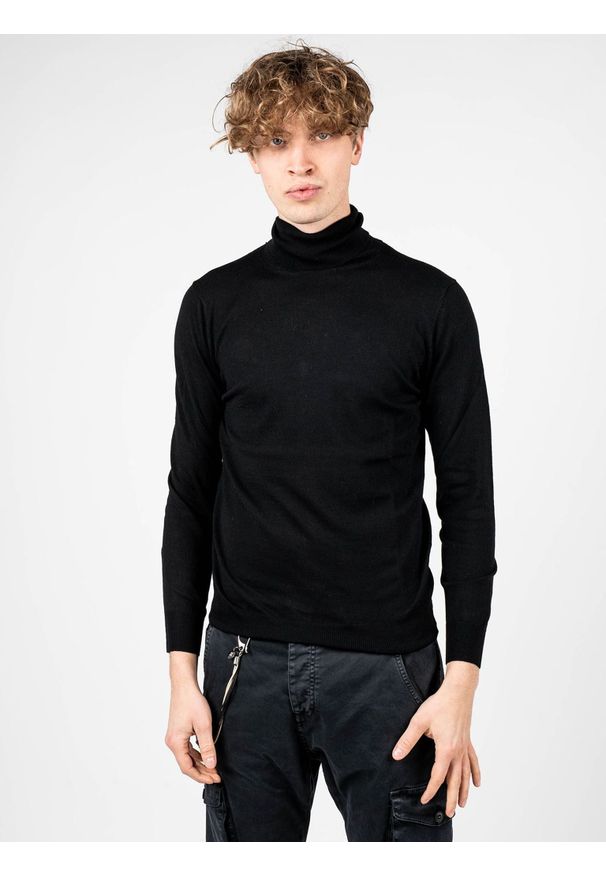 Xagon Man Sweter "Turtleneck" | A22081 & ELV18 | Mężczyzna | Czarny. Okazja: na co dzień. Typ kołnierza: golf. Kolor: czarny. Materiał: wełna, poliester, nylon, akryl. Styl: casual