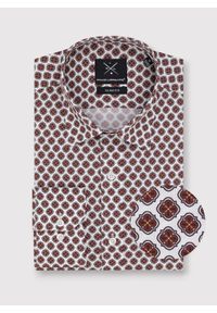 Pako Lorente - PAKO LORENTE – Casualowa koszula męska w brązowy wzór. Okazja: na co dzień. Typ kołnierza: button down. Kolor: brązowy. Materiał: bawełna, elastan. Styl: casual