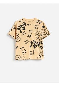 Reserved - T-shirt z nadrukiem - miedziany. Kolor: brązowy. Materiał: bawełna, dzianina. Wzór: nadruk #1
