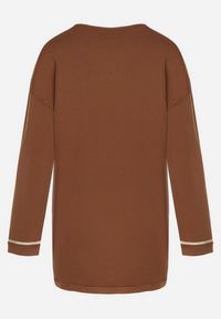 Born2be - Brązowy Sweter z Bawełną i Metaliczną Nicią Tusima. Kolor: brązowy. Materiał: bawełna. Styl: klasyczny, elegancki #5