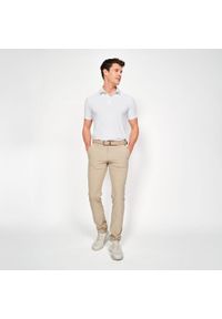 INESIS - Koszulka polo do golfa z krótkim rękawem męska Inesis WW900. Typ kołnierza: golf, polo. Kolor: biały. Materiał: materiał, poliamid, elastan. Długość rękawa: krótki rękaw. Długość: krótkie