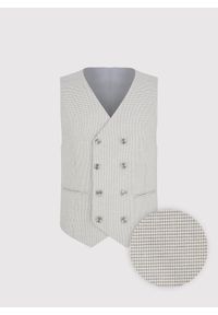 Pako Lorente - PAKO LORENTE - Beżowa dwurzędowa kamizelka w drobną kratę. Kolor: beżowy. Materiał: poliester, wiskoza, elastan. Wzór: kratka. Styl: młodzieżowy, elegancki #6