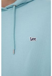 Lee bluza bawełniana męska kolor turkusowy z kapturem gładka. Typ kołnierza: kaptur. Kolor: turkusowy. Materiał: bawełna. Wzór: gładki
