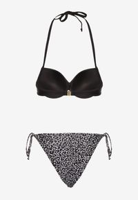 Renee - Czarne Wiązane Bikini Biustonosz Halter i Majtki Figi Savadine. Kolor: czarny. Wzór: aplikacja #4