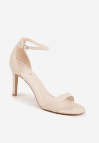 Born2be - Beżowe Sandały na Szpilce z Cienkim Paskiem Nealia. Okazja: na co dzień. Zapięcie: pasek. Kolor: beżowy. Materiał: jeans. Obcas: na szpilce. Styl: klasyczny, casual #7