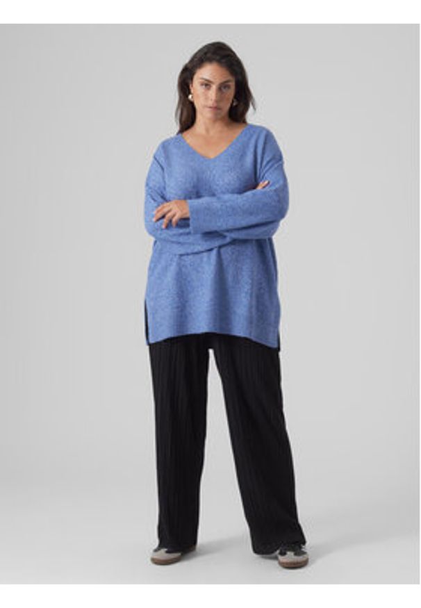 Vero Moda Curve Sweter 10297266 Niebieski Regular Fit. Kolor: niebieski. Materiał: syntetyk