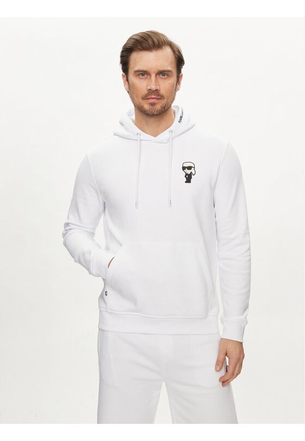 Karl Lagerfeld - KARL LAGERFELD Bluza 705031 542900 Biały Regular Fit. Typ kołnierza: dekolt w karo. Kolor: biały. Materiał: bawełna