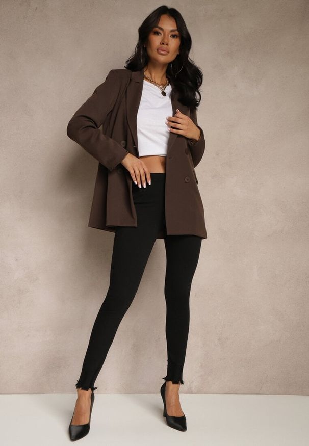 Renee - Czarne Spodnie Skinny Tenyrea. Kolor: czarny. Materiał: jeans. Długość: długie. Wzór: aplikacja. Styl: klasyczny
